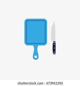 cutting board with knife vector icon