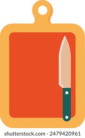 cutting board and knife vector illustration, kitchen cutting board with knife vector.