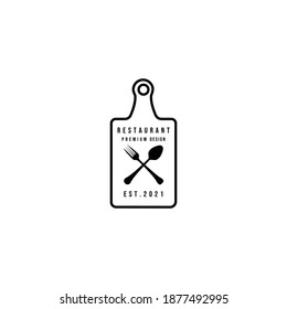 cutting board line art minimalist logo vector illustration design