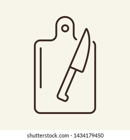 Cutting board line icon. Knife, wood, tool. Cooking concept. Vector illustration can be used for topics like kitchen, utensil, household