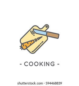 Cutting board line icon. Universal Minimal Modern Thin Line Color Icon on White Background