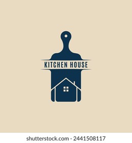 cutting board logo with kitchen house logo icon template vector graphic design illustration