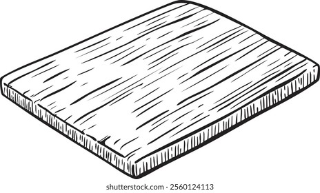 Cutting board made of wood vintage line drawing vector illustration.