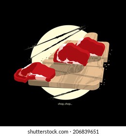 Cutting board and meat