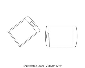 Icono de contorno de placa de corte. Cocina, comida, carteles de cocina. Símbolo vectorial en estilo de línea moderno. signo plano para concepto móvil y diseño web. aislado de fondo blanco. EPS 10.