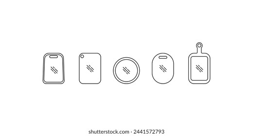 Cutting board outline icons set vector. Editable stroke. linear style sign for use web design and mobile apps, logo. Vector illustration.