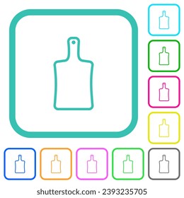 Cutting board outline vivid colored flat icons in curved borders on white background