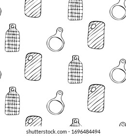 Cutting board pattern. Vector hand draw seamless pattern isolated on white background