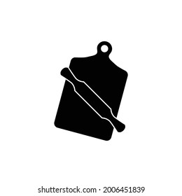 cutting board with Rolling pin vector icon.  homemade food sign