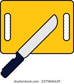 Cutting Board and Sharp Knife concept, Plastic chopping board with Blade vector icon design, Bakery and Baked Goods symbol, Culinary and Kitchen Education sign, Recipe development stock illustration