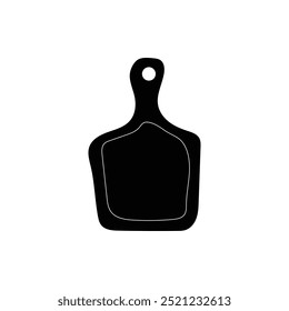 Silueta de la tabla de cortar. Forma de tabla de cortar madera, icono de herramienta de cocina de madera para el diseño del menú del restaurante. Icono de Vector sobre fondo blanco