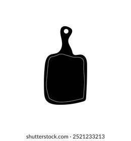 Silueta de la tabla de cortar. Forma de tabla de cortar madera, icono de herramienta de cocina de madera para el diseño del menú del restaurante. Icono de Vector sobre fondo blanco