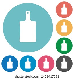 Cutting board solid flat white icons on round color backgrounds