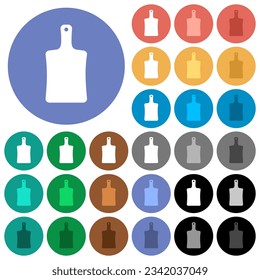 Cutting board solid multi colored flat icons on round backgrounds. Included white, light and dark icon variations for hover and active status effects, and bonus shades.