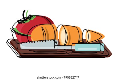 cutting board with vegetables