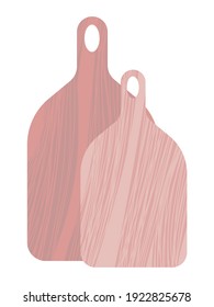 Cutting boards flat vector illustration. Wooden cutting boards isolated on white background. Vector stock illustration. Chopping board. Kitchen tool.