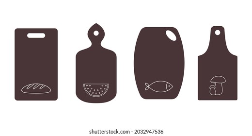 cutting boards icon collection vector illustration isolate on a white background
