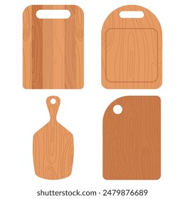 Cutting boards vector cartoon set isolated on a white background.