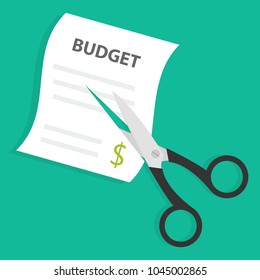 Cutting budget icon. Vector image isolated on white background