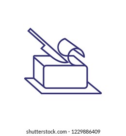 Cutting butter line icon. Fat, dairy product, ingredient.  concept. Vector illustration can be used for topics like food, breakfast