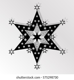 Cutting card. Laser cut  star vector panel. Cutout silhouette with star pattern. Filigree star pattern for paper cutting. 