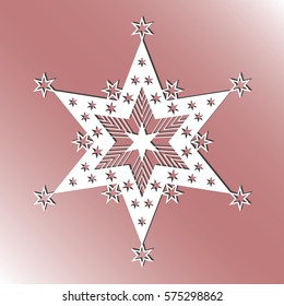 Cutting card. Laser cut  star vector panel. Cutout silhouette with star pattern. Filigree star pattern for paper cutting. white