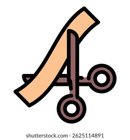 Cutting ceremony ribbon icon. Outline cutting ceremony ribbon vector icon color flat isolated