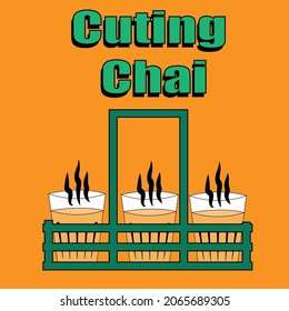 Cutting chai meaning tea-cutting vector, banner, chai or tea vector illustration