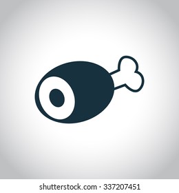 Cutting chicken leg. Single flat icon on a white background 