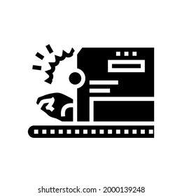 cutting chicken machine glyph icon vector.isolated contour symbol black illustration