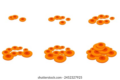 Cutting chopped carrot slice isolated set. Vector graphic design illustration element