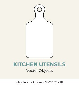 Cutting or chopping board. Simple cookware form vector illustration. Vector line illustration isolated logo icon restaurant menu banner. Silhouette wooden plastic cutting chopping board isolate background
