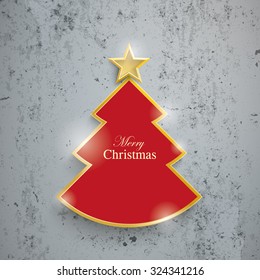 Cutting Christmas tree on the concrete background. Eps 10 vector file.