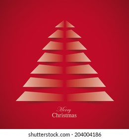 Cutting Christmas tree on the red background. Eps 10 vector file.