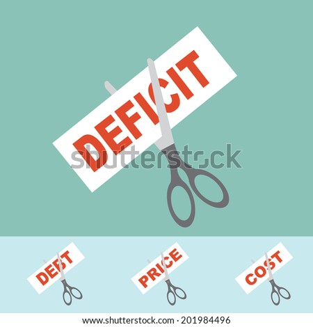 Cutting concept - Cutting the deficit,price,cost,debt