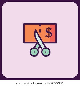 Cutting Costs Icon: Budget Reduction and Savings