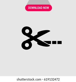 Cutting Coupons Vector Icon, Scissors that cutting coupons symbol. Simple, modern flat vector illustration for mobile app, website or desktop app 