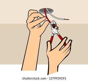cutting electrical wires with pliers