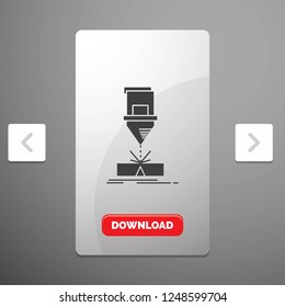 Cutting, engineering, fabrication, laser, steel Glyph Icon in Carousal Pagination Slider Design & Red Download Button