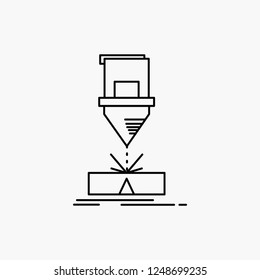 Cutting, Engineering, Fabrication, Laser, Steel Line Icon. Vector Isolated Illustration