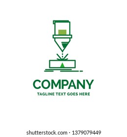Cutting, engineering, fabrication, laser, steel Flat Business Logo template. Creative Green Brand Name Design.