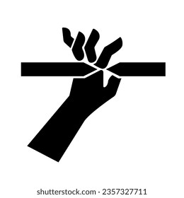 Corte de los dedos Icono negro, Ilustración vectorial, Aislado en etiqueta de fondo blanco. EPS10