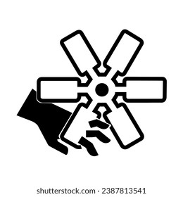 Cutting of Fingers Or Hand Engine Fan Black Icon,Vector Illustration, Isolate On White Background Label. EPS10