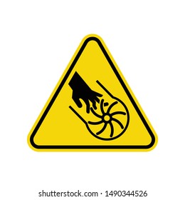 Cutting of Fingers or Hand Rotating Blade Sign Isolated On White Background. ISO Triangle Warning Symbol Simple, Flat Vector, Icon You Can Use Your Website Design, Mobile App Or Industrial Design.