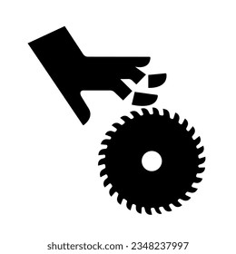 Cutting Of Fingers Or Hand Rotating Blade Black Icon ,Vector Illustration, Isolate On White Background Label. EPS10