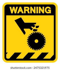 Cutting Of Fingers Or Hand Rotating Blade Warning Sign, Vector Illustration, Isolate On White Background Label .EPS10