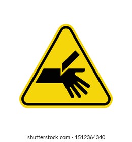 Cutting of Fingers or Hand Warning Triangle Sign Isolated On White Background. Caution Symbol Simple, Flat Vector, Icon You Can Use Your Website Design, Mobile App Or Industrial Design