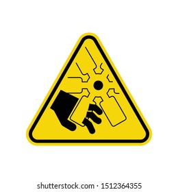 Cutting of Fingers or Hand Warning Triangle Sign Isolated On White Background. Caution Symbol Simple, Flat Vector, Icon You Can Use Your Website Design, Mobile App Or Industrial Design