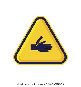 Cutting of Fingers or Hand Warning Triangle Sign Isolated On White Background. Caution Symbol Simple, Flat Vector, Icon You Can Use Your Website Design, Mobile App Or Industrial Design
