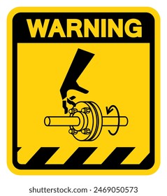 Cutting of Fingers Rotating Shaft Warning Sign, Vector Illustration, Isolate On White Background Label .EPS10
